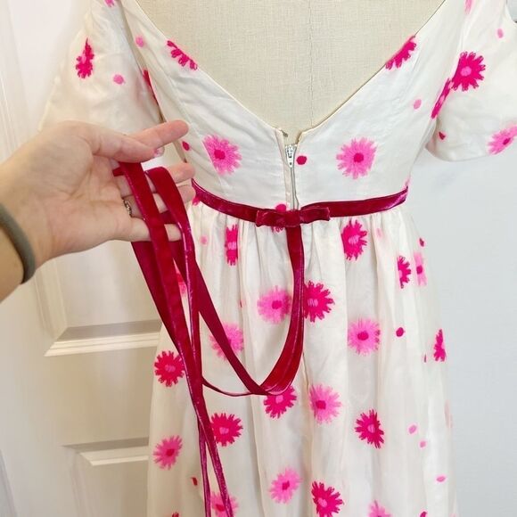 Lorrie Deb Vintage Dress Floral Embroidered White and Pink Size Small VTG 11 - Picture 7 of 16